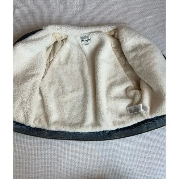 AE American Eagle Sherpa Lined Denim Jacket M oversized Cropped Trucker Preppy - Picture 5 of 8